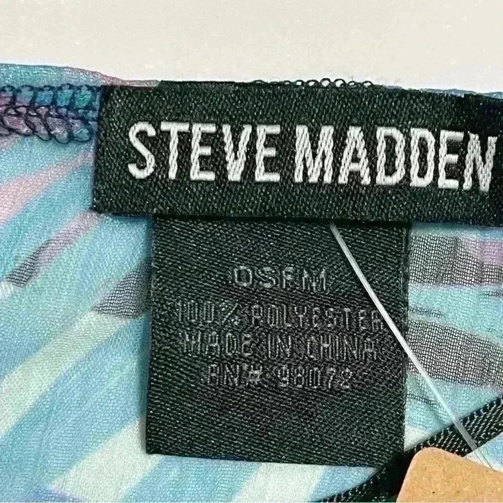 NWT Steve Madden Womens Tropical Jungle Tie Front Kimono Grap Blue Tropical OS - Picture 7 of 9